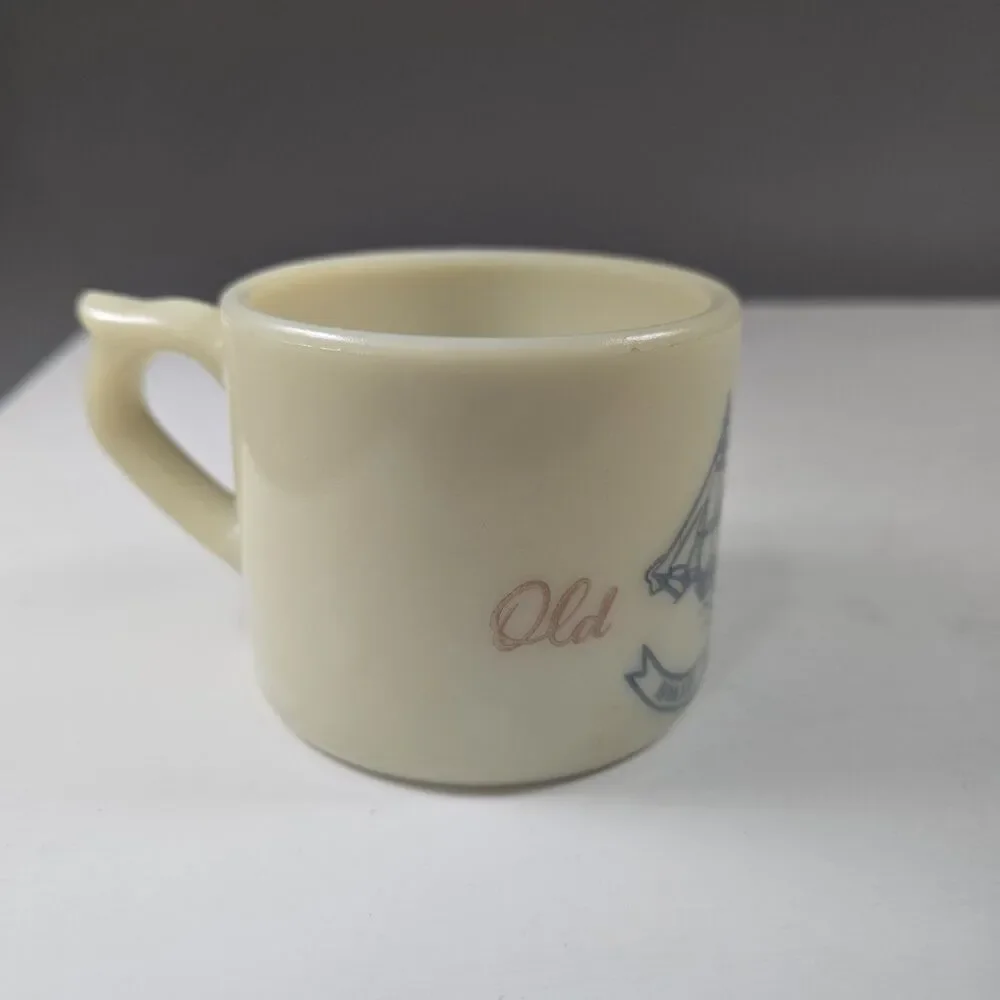 VTG Shaving Mug Old Spice Ship Friendship Custard Glass Shulton EARLY AMERICAN